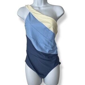 Summersalt 8 The Sidestroke One Shoulder Swimsuit Sky Blue Mountain White Sand